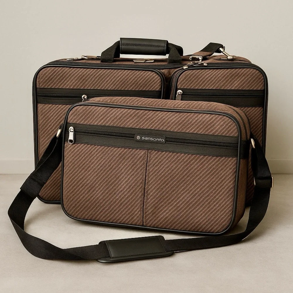 Samsonite Silhouette 4 Vintage Luggage Set of Two 1987 Brown Tweed